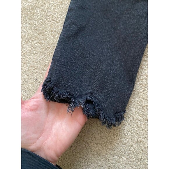FRAME Le High Skinny Faded Black Scalloped Raw Hem Jeans Whittier Size 31 EUC - Picture 9 of 12